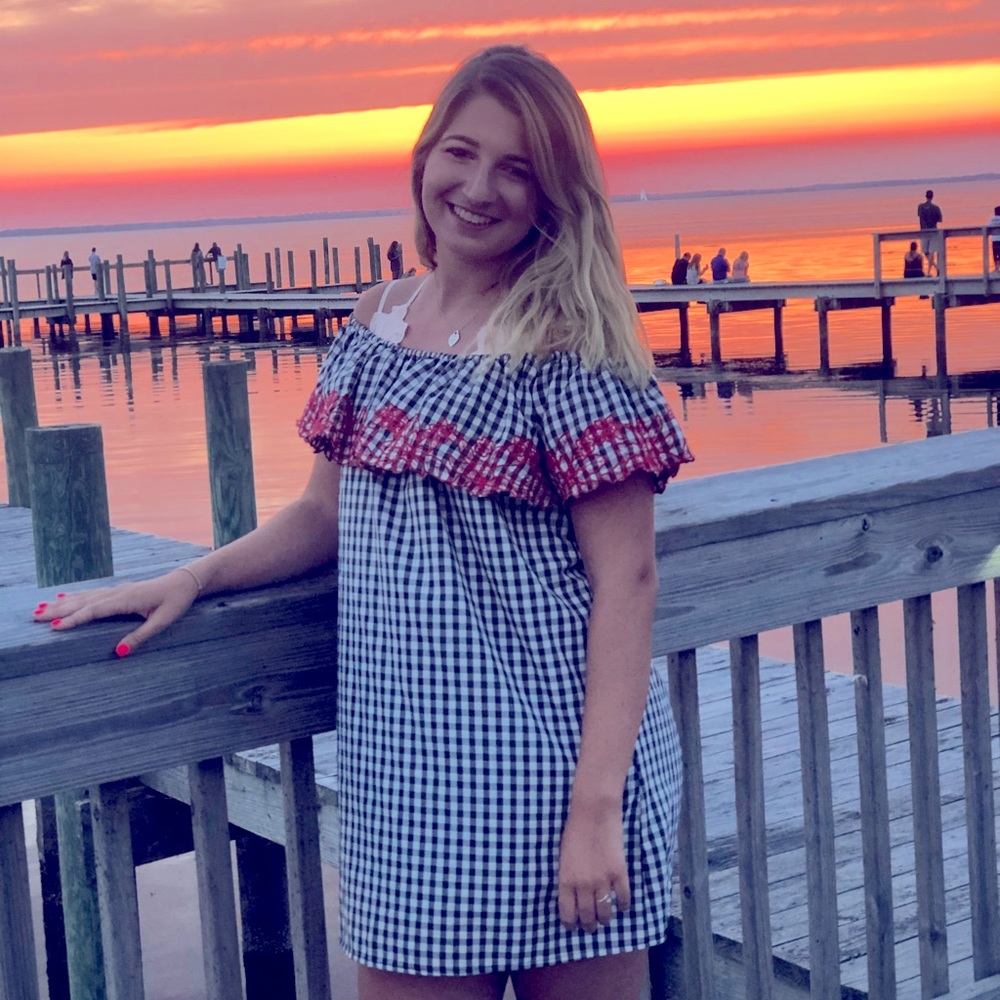 Gingham off shoulder dress